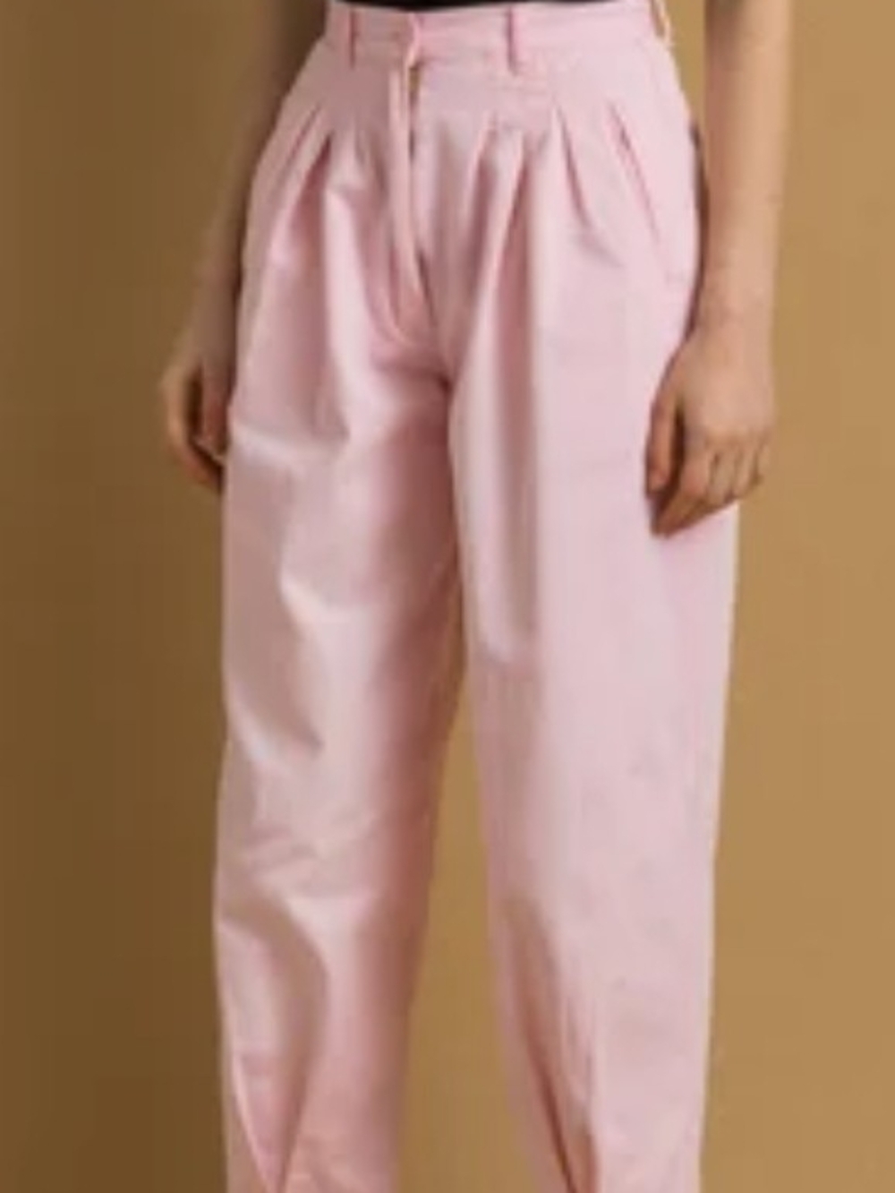 Jones New York Petite Light Pink Tapered Cotton High-Rise Trousers